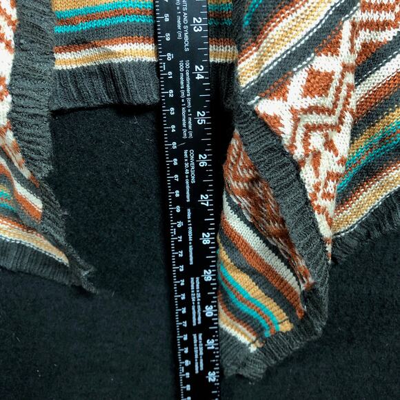 Belle De Jour Womens Sweater Multicolored Aztec Waterfall Open Front Cardigan S - Picture 8 of 11